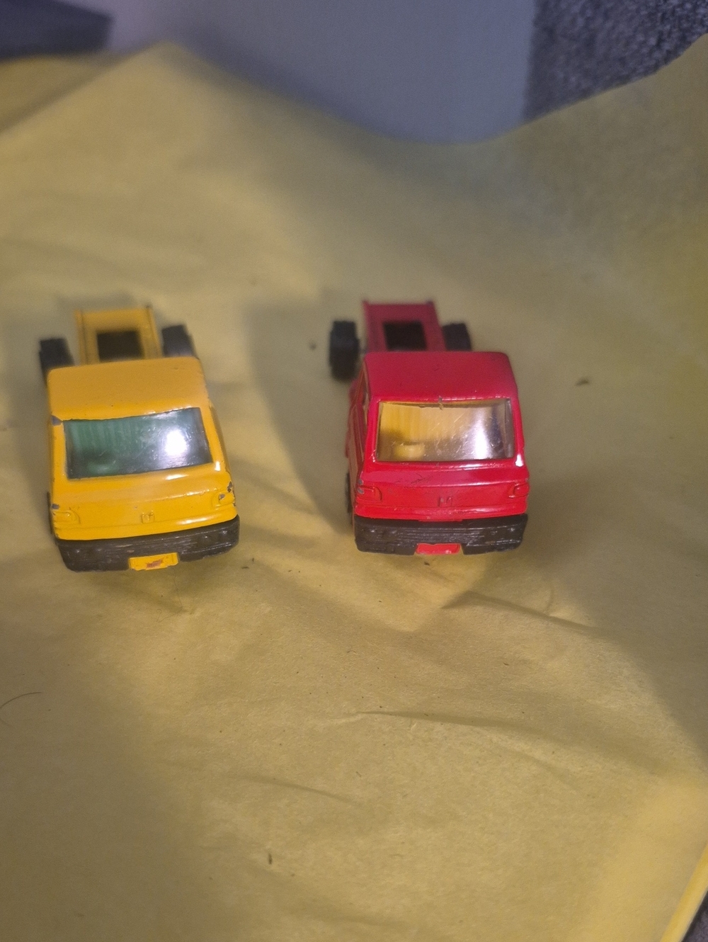 Die-Cast Kids Truck Duo - Yellow and Red Tow Vehicles